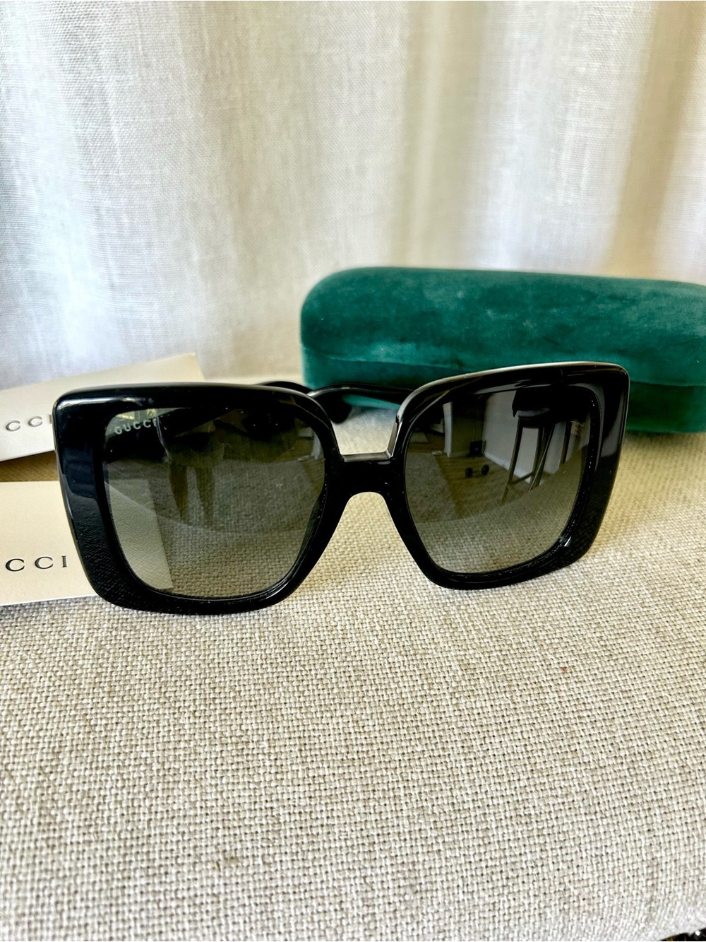 Gucci Black Oversized Square Sunglasses with Dark Gradient Lenses